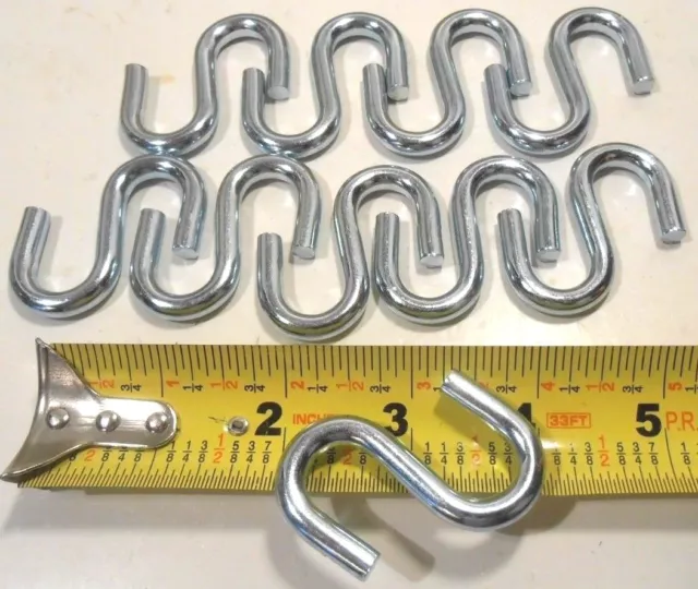 S HOOKS LOT OF 100 HEAVY DUTY 2" INCH x 6mm dia. STEEL S-HOOKS