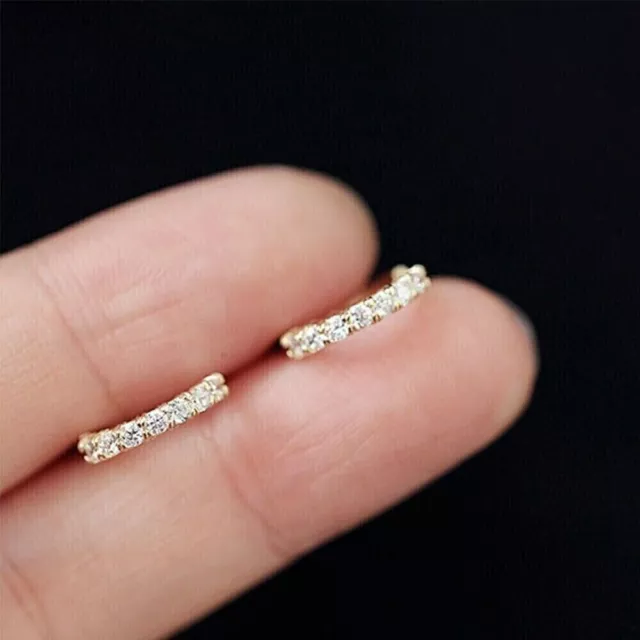 Huggie Hoop Earrings 1 Ct Round Cut Lab Created Diamond 14K Yellow Gold Plated