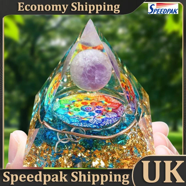 UK* OGAN PYRAMID Crystal Amethyst Crushed Stone Energy Tower Pyramid