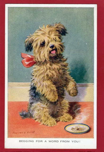 Yorkshire Terrier Florence E Valter Begging Dog  pc unused Valentines AL546