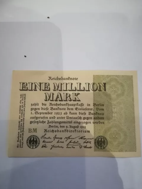 Reichsbanknote Eine Million Mark, Berlin, den 9 August 1923