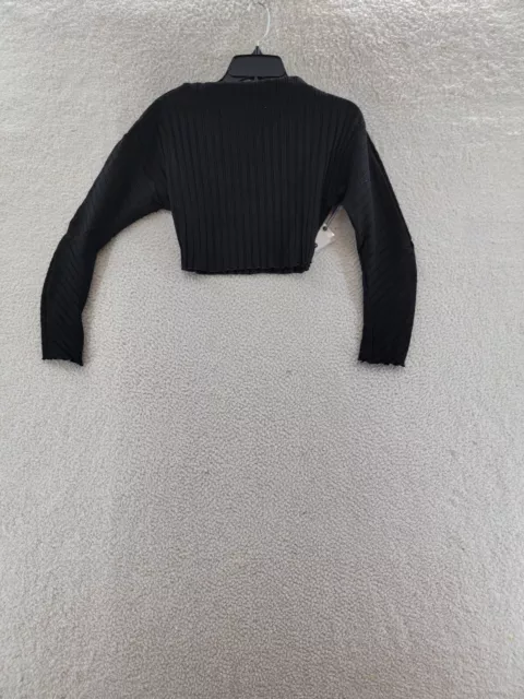 SIMON MILLER Zippie Ribbed Crop Top Sweater Women's XS Black Solid Boat Neck L/S