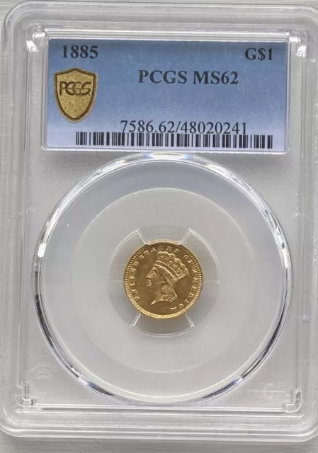 1885 $1 Indian Princess Gold Dollar - PCGS MS62