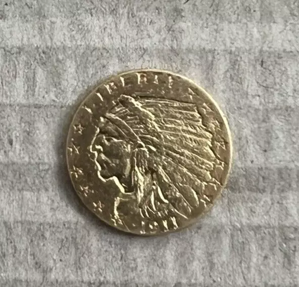 1911 $2.50 Dollar United States Indian Head Quarter Eagle Gold Coin $2 1/2
