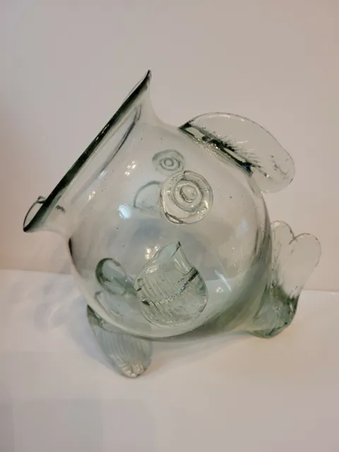 Fish Glass Bowl Figurine Clear Transparent Glass Fish Shaped Aquarium Fish Tank