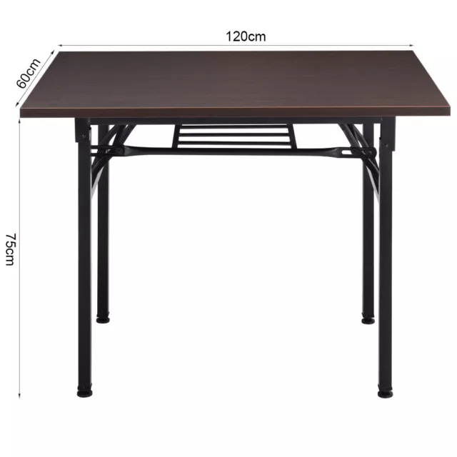 Folding Table Computer Desk Study Writing Stand with Shelf Wood Board Metal Legs