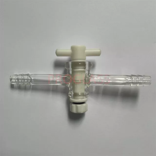 Lab Straight adapter with PTFE Stopcock, with 10mm hose connection