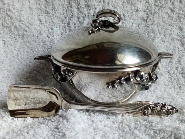 Sucrier Ancien Art Nouveau - Bonbonnière Camomille Avec Cuillère - Argenture France