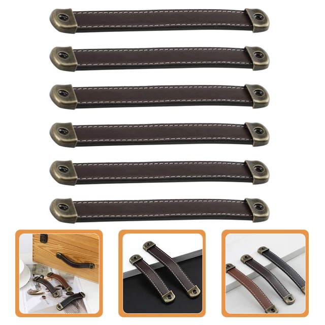 6 Pcs Leather Wardrobe Pulls Cupboard Dressers Closet Leather Drawer Handles 7