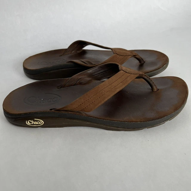 Chaco Women's Sandals Size 9 Brown Leather Flip Flop Thong Shoes