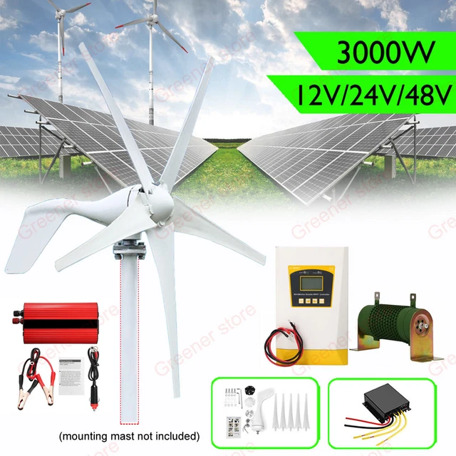 3000W WIND TURBINE Generator Windmill 12V 24V 48V Inverter Hybrid