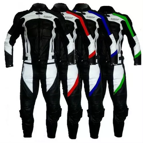 Combinaison moto en cuir 2 partie veste et pantalon avec protections approuvées