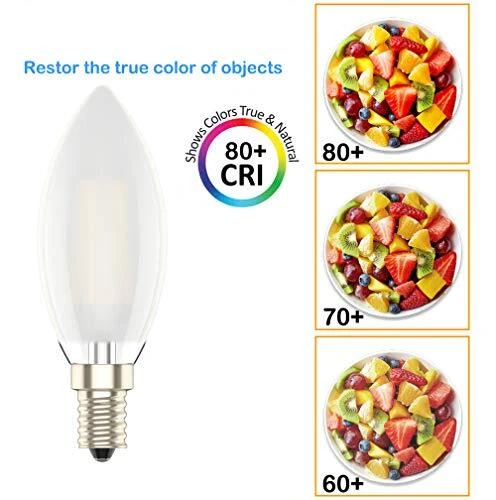 E14 Dimmable Led Candle Bulb,C35 SES Small Edison Screw,4w Equivalent 40w, Warm 2