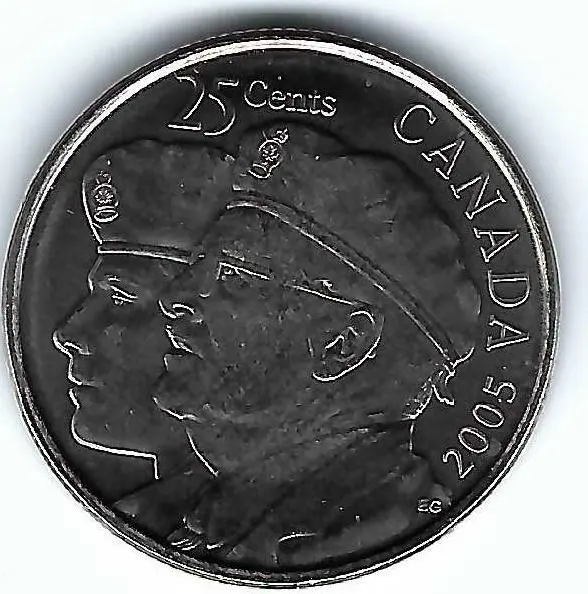 2005-P Canadian Brilliant Uncirculated Commemorative Veterans 25C Coin!