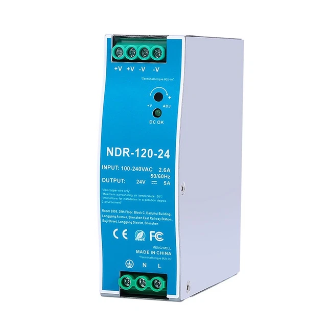 NDR-120-24 120W Single DC Output 24V 5A Din Rail Switching Power Supply