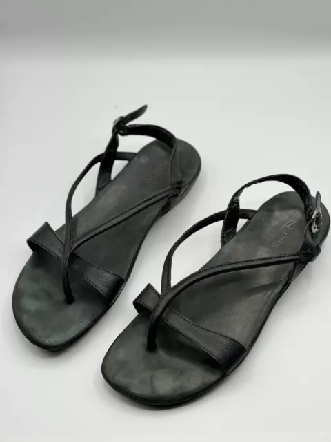 Keen Emerald City 3 Point Black Leather Sandals Adjustable Summer Womens Size 8