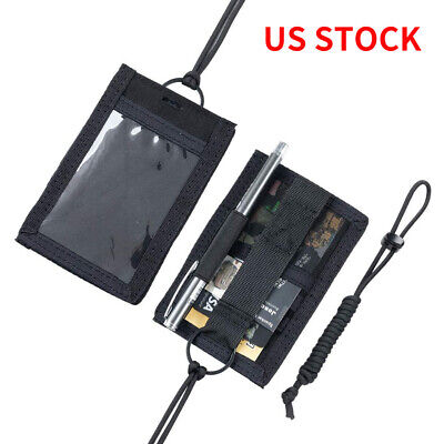 Tactical ID Card Holder with Neck Lanyard Organizer Hook&Loop Patch Badge Holder