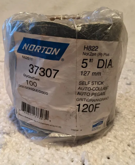 Norton Norzon Sanding Discs 5" Diameter Self Stick 120 F New Roll Of 100