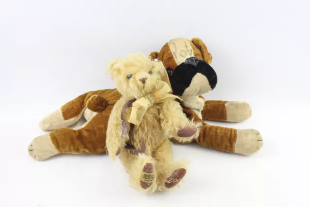 Merrythought Soft Toys Vintage Inc Boxer PJ Case, Mohair Jointed Teddy Bear x 2