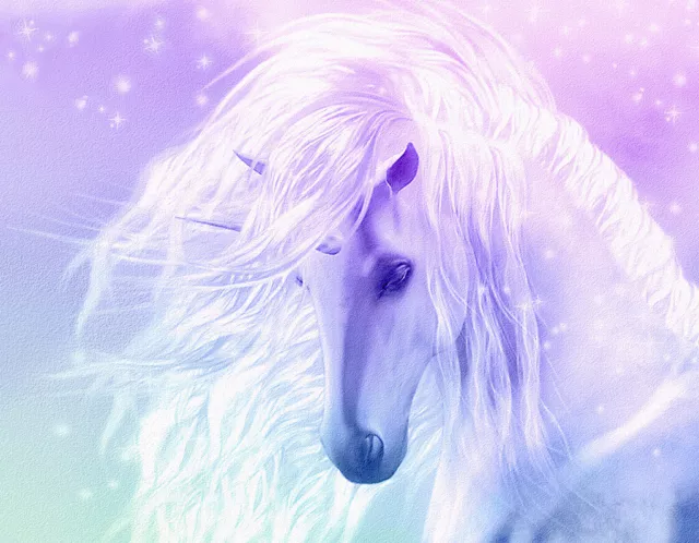 Beautiful Fantasy Unicorn flowing mane pink CANVAS ART PRINT  8"X 10" horse