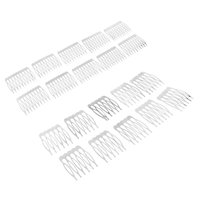 20pcs 6/10 Zähne Silber Haarnadeln Haarspangen Seitenkamm Rohling für DIY