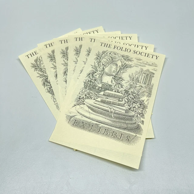 The Folio Society Ex Libris Bookplates Lot of 6 Ivory 5.75" x 3.5" New