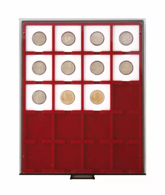 Lindner 2722 Bandeja box monedas Ahumado 20x 50MM Para 50x50mm titulares de la