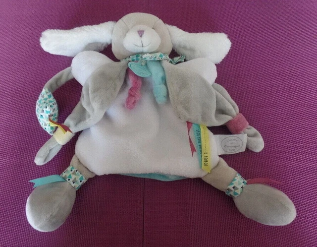 B1C / marionnette chien lapin blanc gris TOOPI DOUDOU ET COMPAGNIE