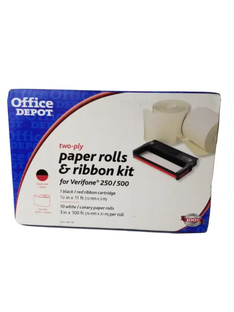 Office Depot Paper Rolls & Ribbon Kit For Verifone Printer 250/500