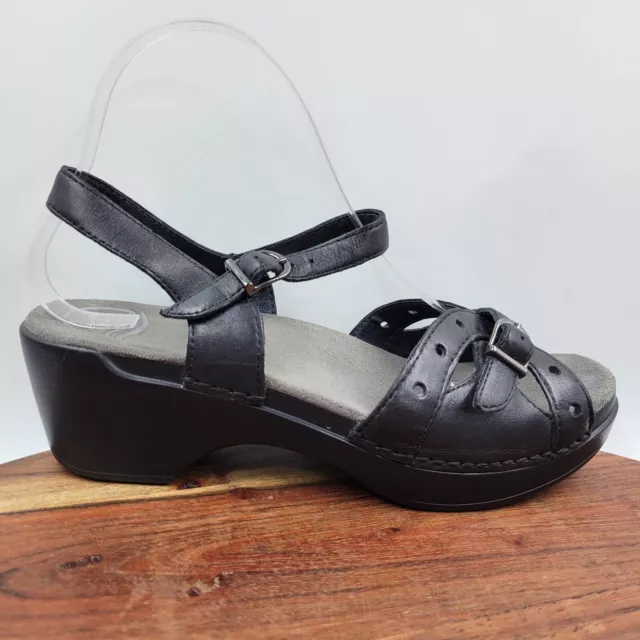 Dansko Sissy Sandals Women's 40 / 9.5 Black Leather Mary Jane Platform Clog