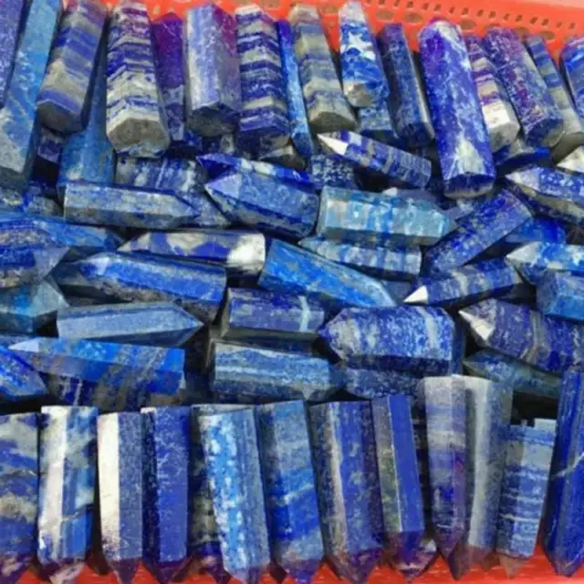 50-60mm Natural Lapis Lazuli Quartz Crystal Point Wand Stone Healing Reiki Gift 7