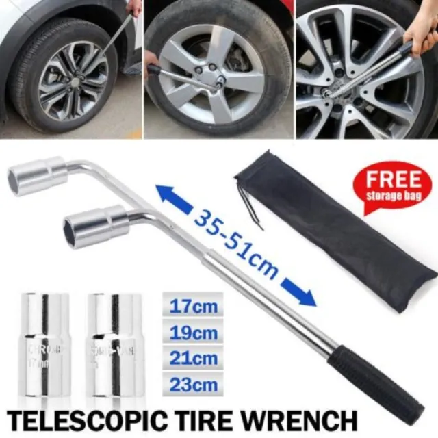 Extendable Wheel Brace Wrench Telescopic 17 19 21 23MM Car Van Socket Tyre Nut