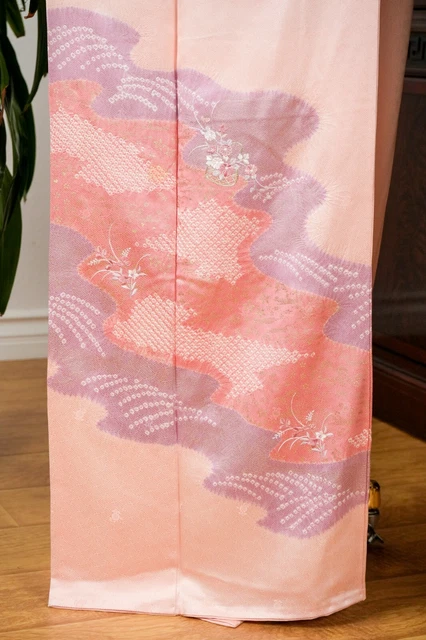 Dear Vanilla Japanese Silk Kimono Women's Robe Gown Authentic Japan Vintage Mint 8