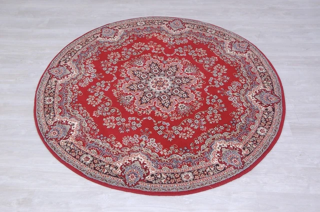 Tappeto rotondo Teheran Super in pura lana vergine rosso 195 cm