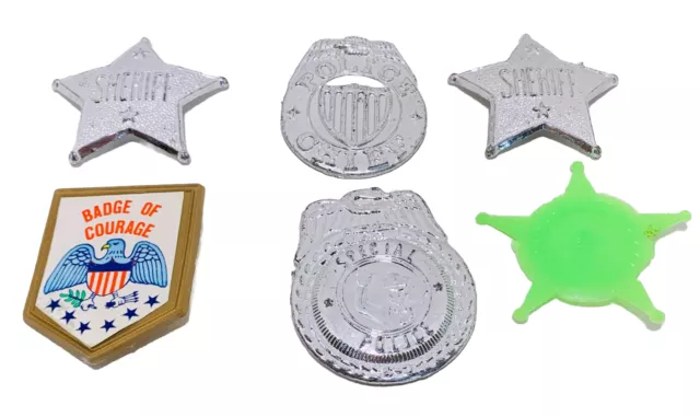 Vintage 1950's / 1960's Gonher / Barval Sheriff Star Pin Badge - Set Of 12  On Shop Display Card - Un Punched