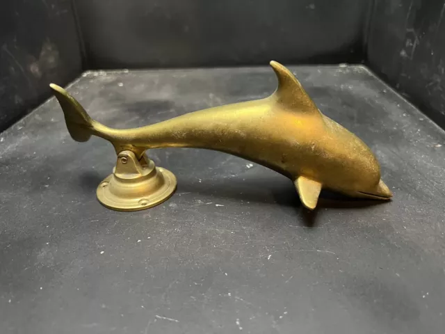 Vintage Brass Dolphin Heavy Door Knocker 8" Beach House (D6)