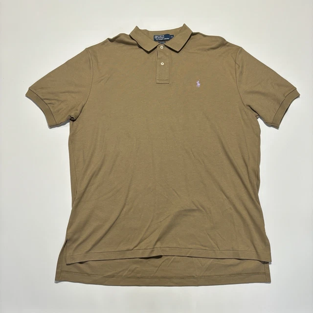 Polo Ralph Lauren Short Sleeve Dress Polo Shirt Men's XL Tan Beige Khaki