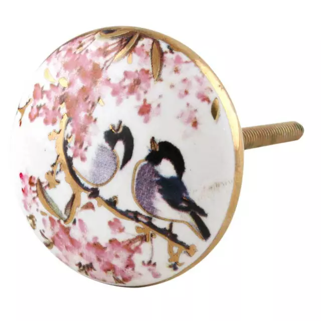Oiseaux Céramique Porte Placard Tirer Boutons Rare Fait à la Main Bouton