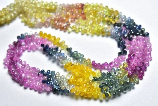 Perles de pierres précieuses à facettes en saphir multi naturel AAA 3-7 mm...