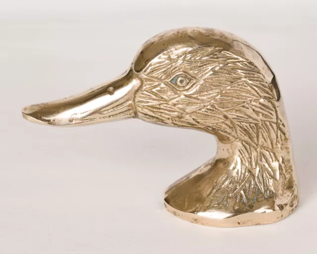 Antique Vintage Decorative Brass Duck Head Coat Hook Etched Mallard Wall Mounted