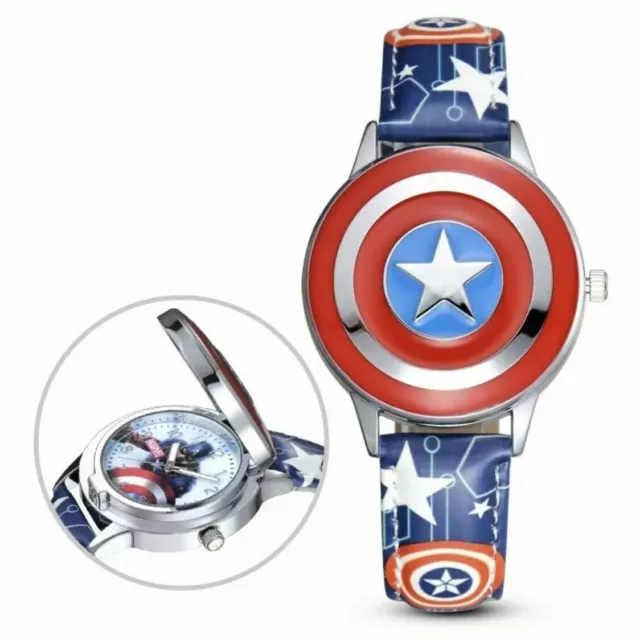Orologio Captain America Marvel Avengers Super Hero Quarzo Flip Up Design Regalo MMI