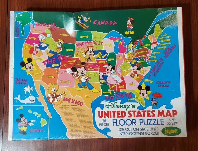 NEW VINTAGE WALT Disney United - NEW Vintage Walt Disney United States Floor Map.webp