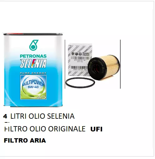 Kit Tagliando FIAT 500 L 1.4 LPG  Filtro Olio ARIA  + 4 LT  Selenia Gas 5W40