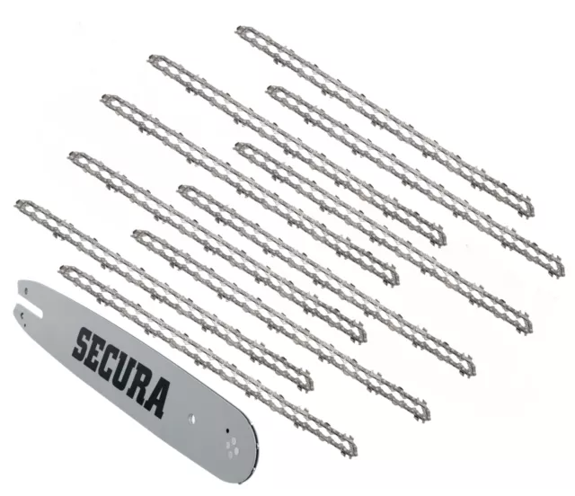 SECURA 10x Sägekette +Schwert 3/8 1,1mm 52 35cm HM passend Makita DUC353 DUC353Z