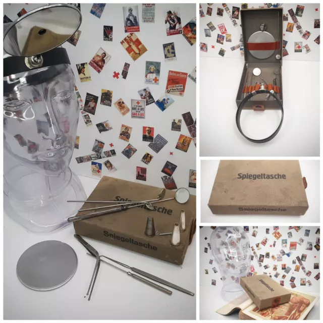 Wwii German Wehrmacht Medical Surical Ent Exam Boxed Set Field Gear Headlamp