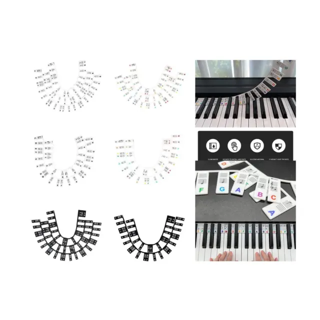 AUTOCOLLANTS CLAVIER PIANO amovibles 88 touches couleurs vives installation  faci EUR 11,29 - PicClick FR