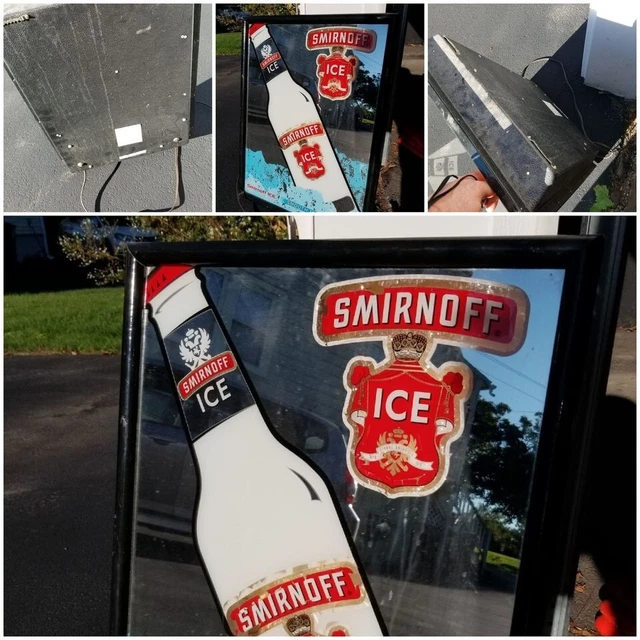 Smirnoff Ice - Fluorescent Vintage Bar Mirror. Works Great. Antique. Mancave
