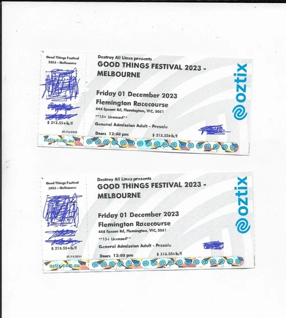 2x Genuine Adult Good Things Festival 1st Dec 2023 Melbourne Concert Tickets