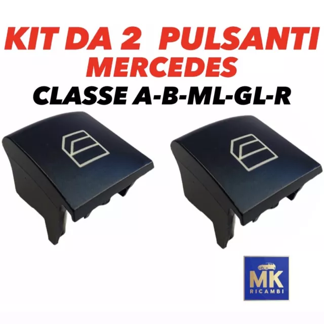 Kit 2 Pulsanti Alzavetro Mercedes Classe A B Ml Gl R Finestrino (Si Illuminano)