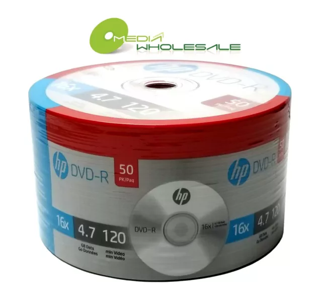 100-pack HP 16X Blank DVD DVD-R Branded Logo 4.7GB Media Disc 2x50pk 3